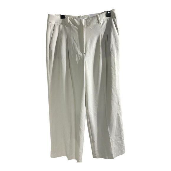 NWT White House Black Market Pleated Wide Leg Pants White Size 12 Regular - Picture 1 of 10